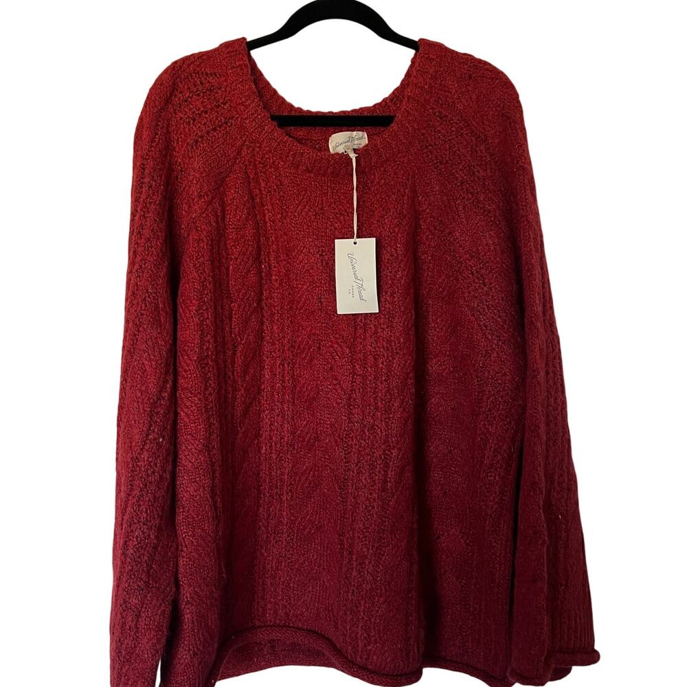 Universal Thread Women's Plus Size Red Cable Knit Crewneck Sweater - 3X - NWT